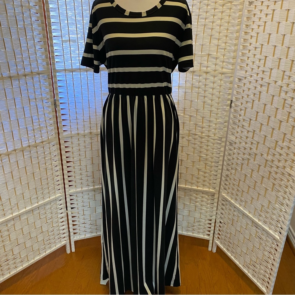 SALE SALE SALE SALE SALE SALE Black and White Striped Maxi Dress